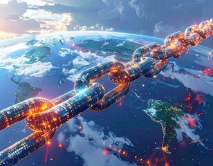 Global Network Connection Visualization with Glowing Chain