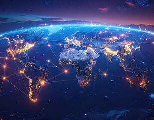 Global Network Illuminated at Night
