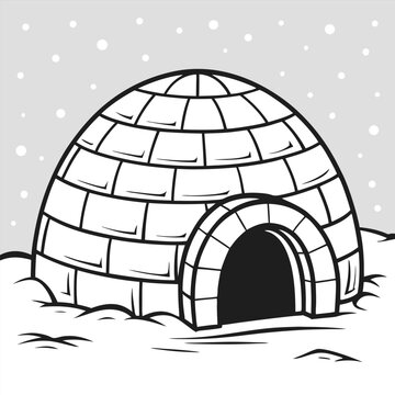 Detailed illustration of an igloo structure in a snowy environment.