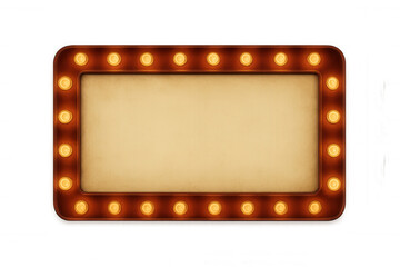 Shining gold light bulbs frame with old paper background on transparent background, perfect for any announcement