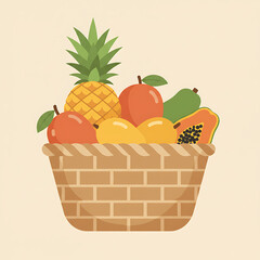 Basket of fresh tropical fruits