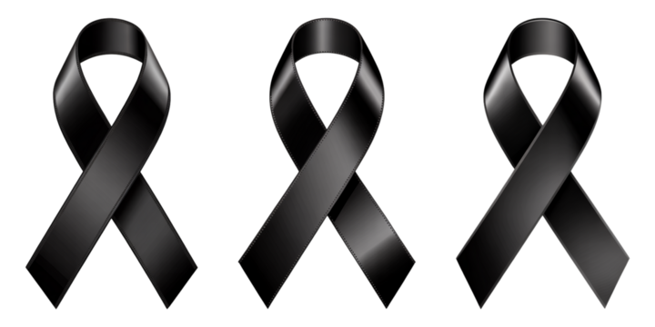 Three realistic black ribbons symbolizing mourning and remembrance - Powered by Adobe