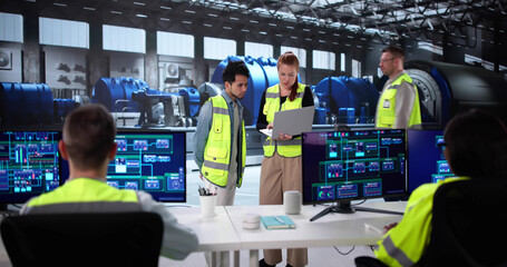 Diverse Group Of Young Engineers Learning SCADA Operations