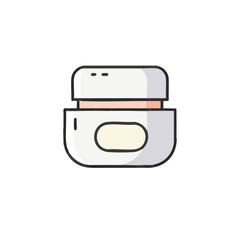 Obraz premium This clean, modern vector icon features a cosmetic cream jar, perfect for skincare product branding, beauty promotions, and personal care graphic designs.