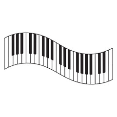 Fototapeta premium Single one line Art drawing wavy piano keys and some scales. A creative visualization. Different scales produce different rhythms. with white background