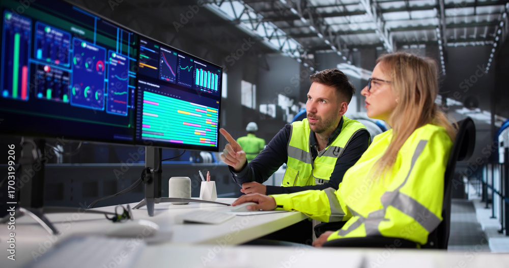 Poster female engineer using scada system