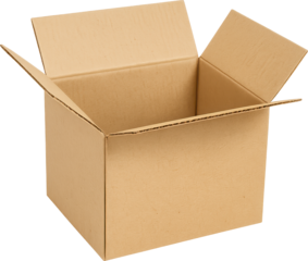 Cardboard box open transparent background