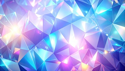 Obraz premium Abstract Geometric Polygon Mesh with Shiny Blue Light and Triangle Mosaic Background