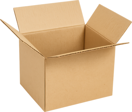 Cardboard box open transparent background