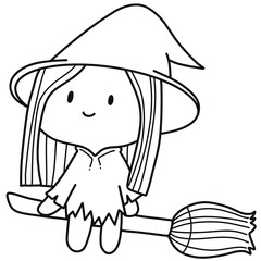 Witch on a Broomstick outline