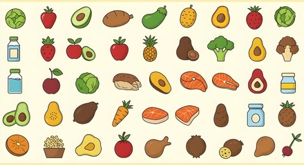 Obraz premium Delightful Fruit Icons Set
