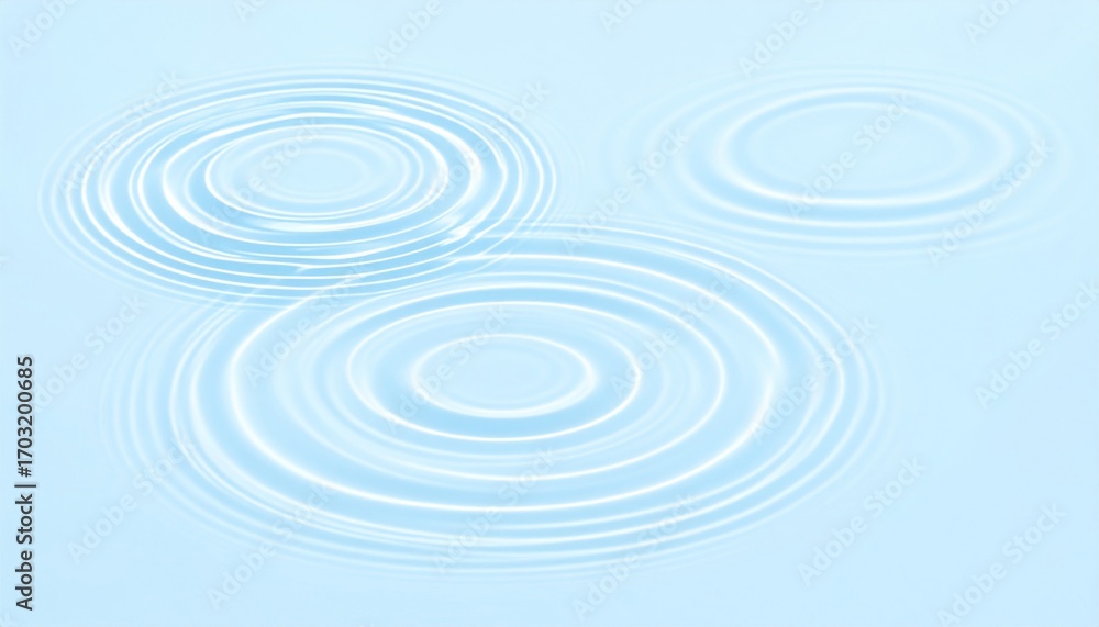 Poster water surface ripple with concentric circles on light blue background creates abstract visual effect