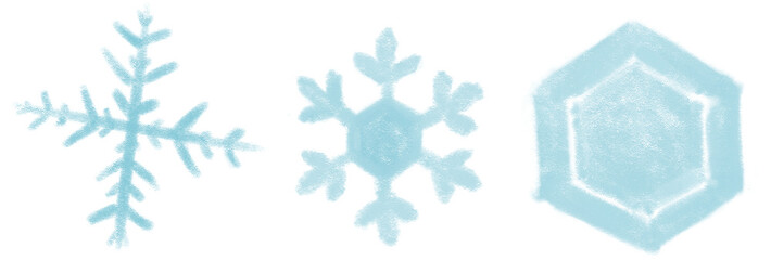 クレヨンタッチのラフな雪の結晶セット