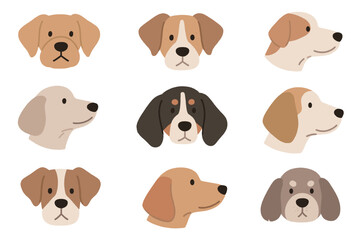 Various Dog Breeds A Collection of Illustrated Canine Faces