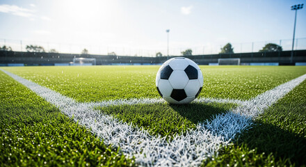 A Soccer Ball on a Wet Grass Field After the Rain