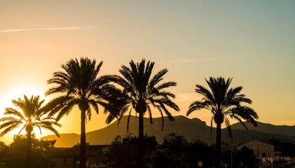 Silhouettes of palm trees at sunset (1)