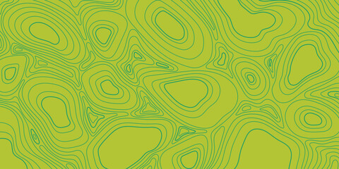 Topographic Landscape Banner. Green Contour Map with Geographic Lines, Mountain Relief, and Cartography Grid Texture