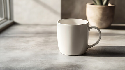  a white mug with winter holiday decorations, 