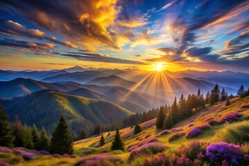 sunset in the mountains