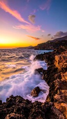 Naklejka premium Dramatic coastal sunset (1)