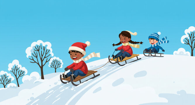 children playing in snow