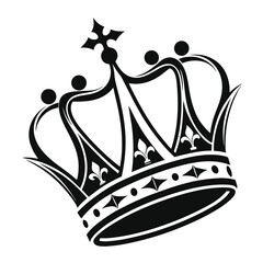 Ornate Royal Crown with Fleur de Lis and Cross Symbol. © Ahyar