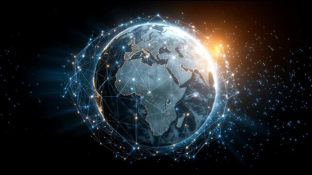 Digital Earth Connectivity: A stunning visual depicting the globe interconnected by a glowing network of digital pathways, symbolizing the future of digital innovation and global connection.