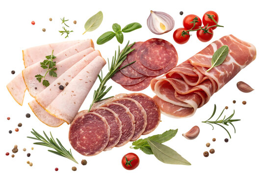 A variety of cold cuts including slices of salami platter selection delights