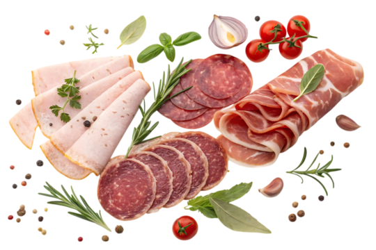 A variety of cold cuts including slices of salami platter selection delights