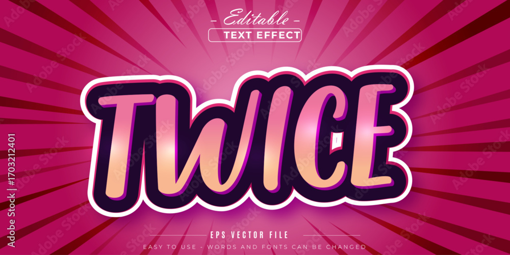 Poster twice editable text effect with shiny font.