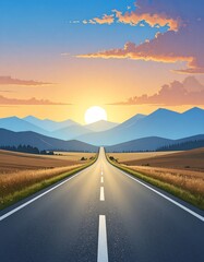 Fototapeta premium Scenic road at sunset (1)