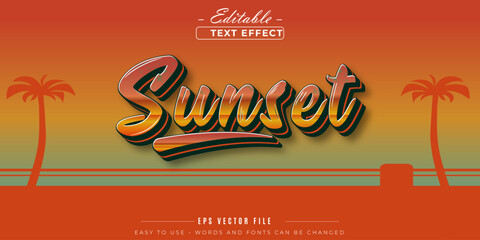 Vintage sunset editable text effect.