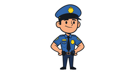Cartoon police officer standing confidently with hands on hips