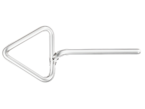 Triangular glass laboratory spreader for petri dish cultures on a transparent background