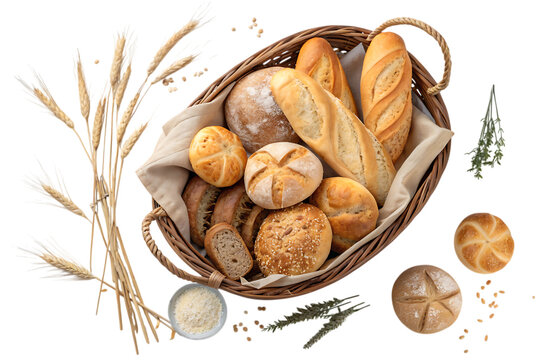 Bird s eye view of an array of freshly made breads morning