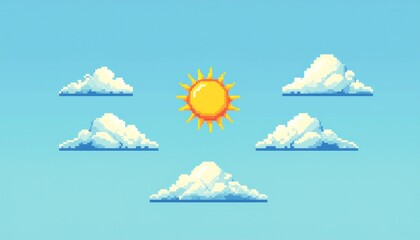 Pixel Art Sky - Retro 8-Bit Background