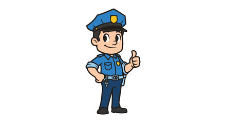Friendly cartoon police officer giving a thumbs up gesture
