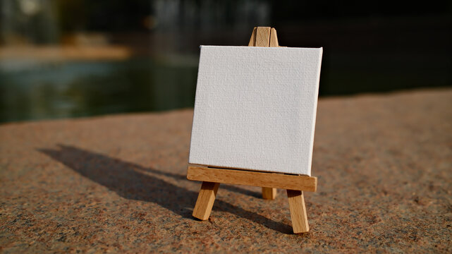 blank mini easel close up on granite surface