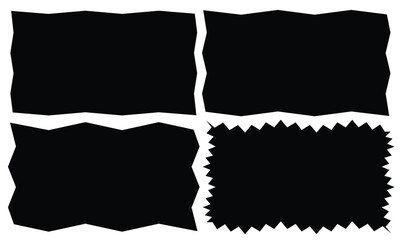 Set of vertical rectangle frames with wavy edges. Rectangular shapes with curvy borders. Mirror, picture or photo frameworks. Empty text boxes isolated on white background. Vector illustration. eps10