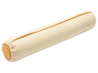 Flexible foam hair curler covered in a soft beige fabric on a transparent background