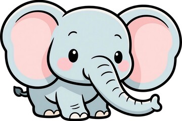 Cute cartoon illustration of a baby elephant.