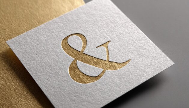 Close up embossed ampersand symbol highlighting refined texture, representing elegant typography on premium stationery with sophisticated letterpress printing technique