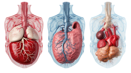 Detailed realistic human internal organs anatomical illustration isolated on white background
