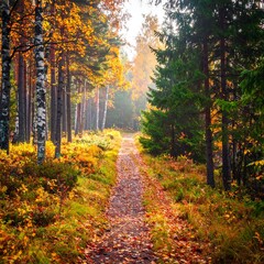 Obraz premium Autumn forest path (1)
