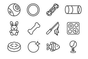 Pet cuddle play ball cat feather vector jumping fishing icon crinkle interactive