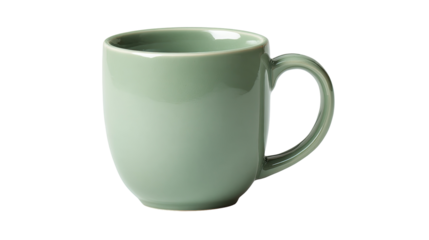 Light sage green mug, rounded shape, handle