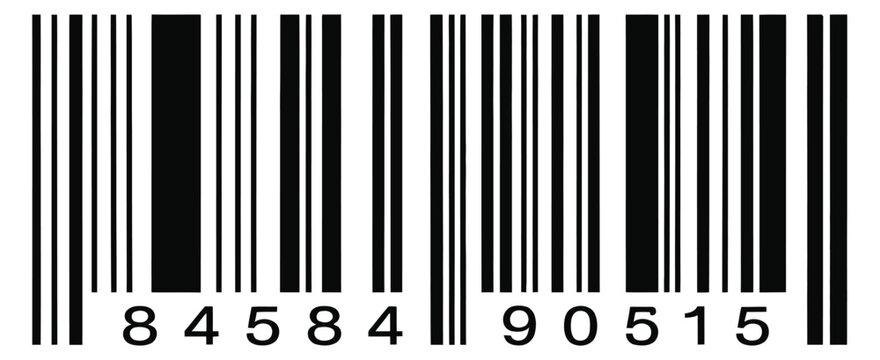 Black and White Barcode Image with Code Information, Illustrating Product Identification