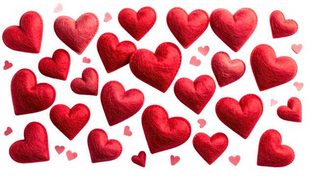 Many red hearts, soft texture,  overlapping - Powered by Adobe