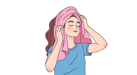 Woman drying her hair with a towel.