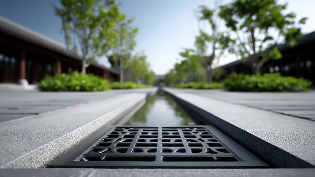 Modern Chinese Courtyard Water Feature Design Details